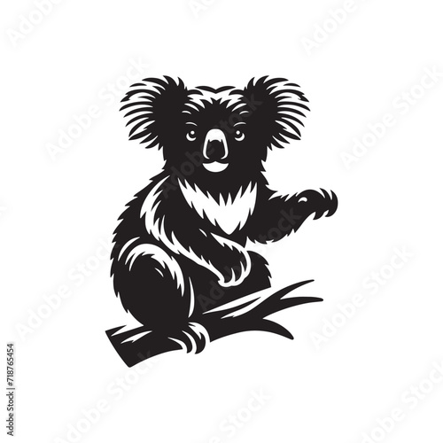 Enigmatic Koala Shadows: Koala Bear Silhouette Ensemble Shrouded in Enigma, a Silent Symphony of Australian Wilderness - Koala Illustration - Koala Bear Illustration - Koala Vector
