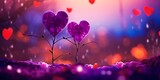 colorful purple hearts on a background