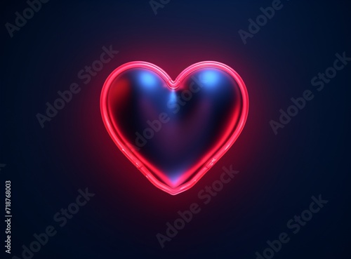 a glowing heart neon sign on a dark background