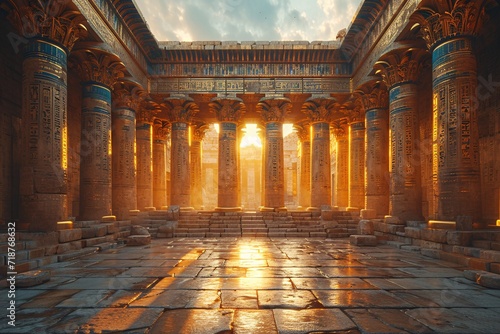 Golden Sunset at the Temple of the Sun God Generative AI