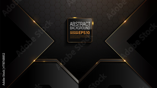 Elegant Black Gold Modern Background with Golden Light, Abstract Luxury Image for Website Templates Technology, Modern Design for Banners and Flyers