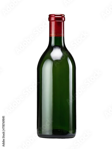 Green colour wine bottle on transparent background, PNG