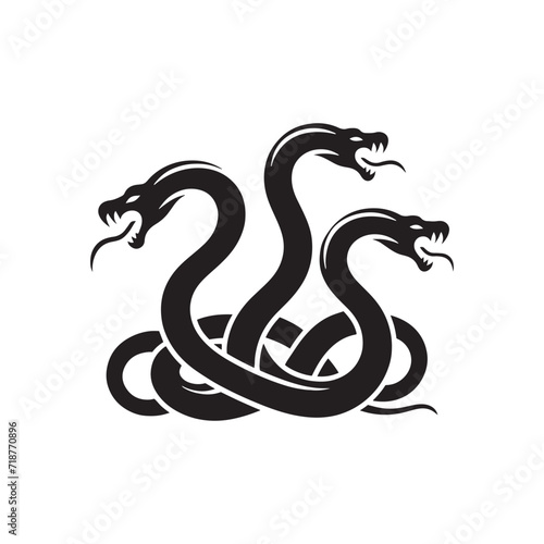Mystical Marvel  A Collection of Hydra Silhouettes Unleashing Enigmatic Fantasies - Hydra Illustration - Sea Monster Illustration - Hydra Vector 