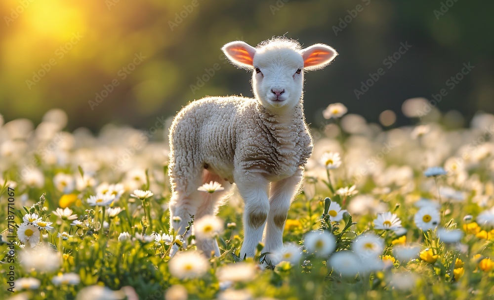 Springtime's Adorable Lamb in a Field of Flowers Generative AI Springtime's Adorable Lamb in a Field of Flowers Generative AI