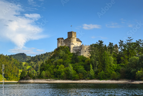 Dunajec Castle in the village of Niedzica-Zamek  rising above Lake Czorszty  skie  Poland.