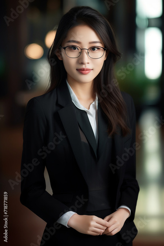 Smart Beautiful Asian Corporate Girls  Young Professional Female Employee  Smiling And Looking Confident  Pretty Corporate Girl  Generative Ai.