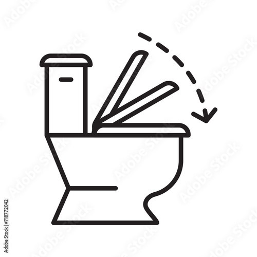 smart toilet lid cover icon. touchless toilet seat linear . Line vector icon on white background. High quality design element. Editable linear style stroke. Vector icon
