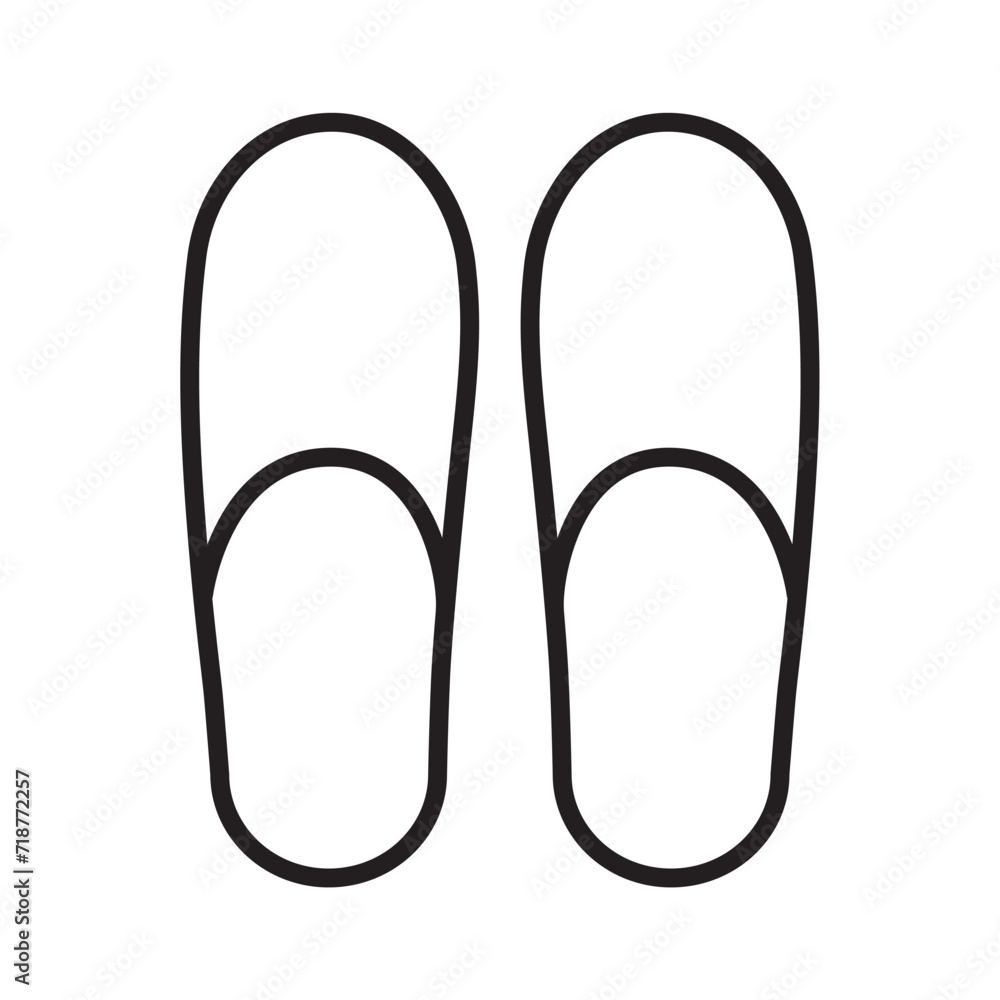 slippers icon. Line vector icon on white background. High quality design element. Editable linear style stroke. Vector icon slippers icon. Line vector icon on white background. High quality design element. Editable linear style stroke. Vector icon