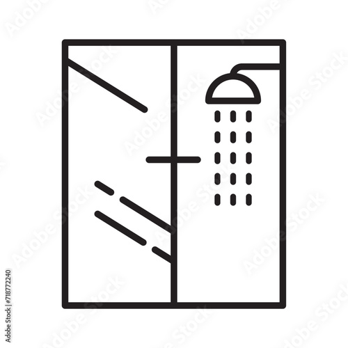 shower booth icon. Line vector icon on white background. High quality design element. Editable linear style stroke. Vector icon