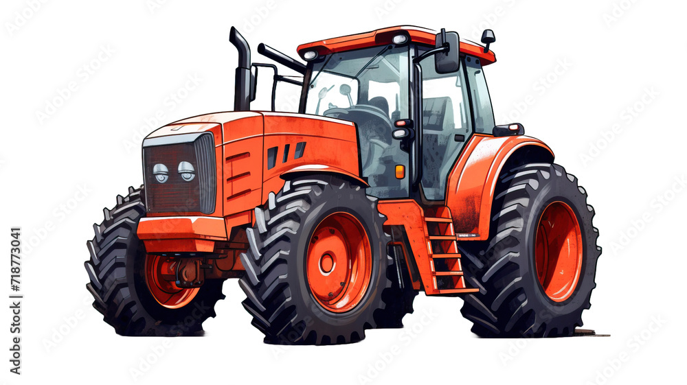Agricultural towing tractor for farming on a white background Agricultural towing tractor for farming on a white background