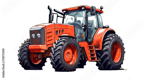 Agricultural towing tractor for farming on a white background