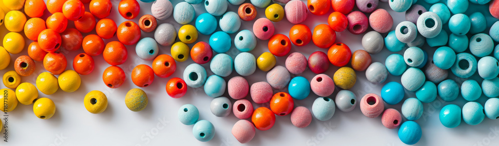 Banner with Pile of Colorful Beads Scattered on White Background. Multicolored Yellow, Red, Blue Bright Plastic, Wooden Beads Backdrop for DIY Projects and Handmade Blogs. Banner with Pile of Colorful Beads Scattered on White Background. Multicolored Yellow, Red, Blue Bright Plastic, Wooden Beads Backdrop for DIY Projects and Handmade Blogs.