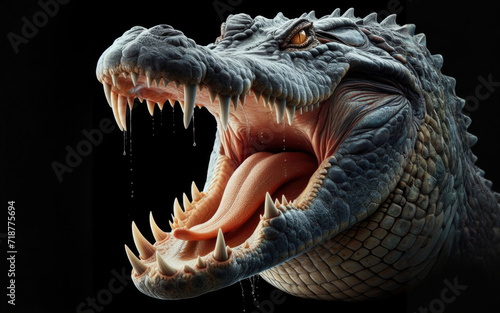 Large Crocodile open mouth isolated on black background. Crocodile portrait © Ruslan Gilmanshin