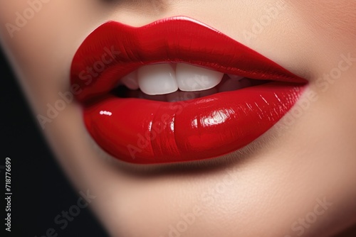 Lips with red lipstick
