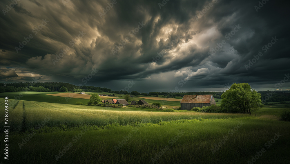 Obraz premium Storm clouds over fields