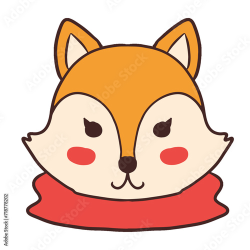 Cute autumn fox character. Cartoon animal vector illustration.