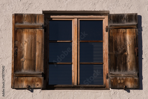 Germany - January 15, 2024: Old Decorative Wooden window.