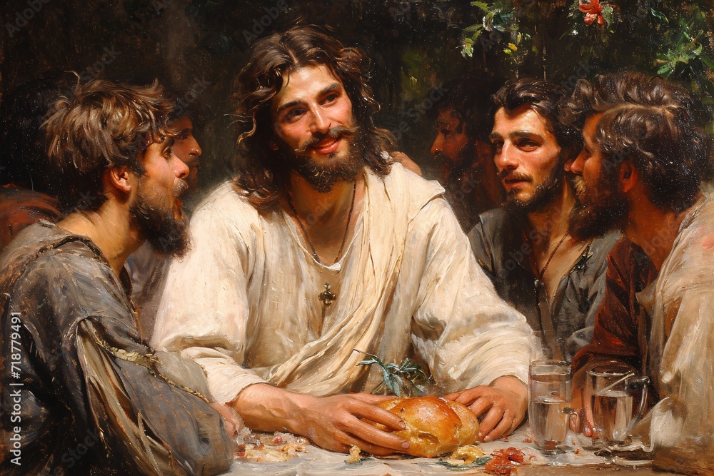 Jesus and the Disciples Share a Meal in the Modern World Generative AI ...