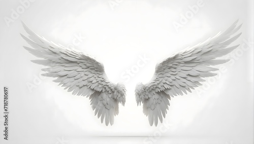 photo of white angel wings isolated on white background