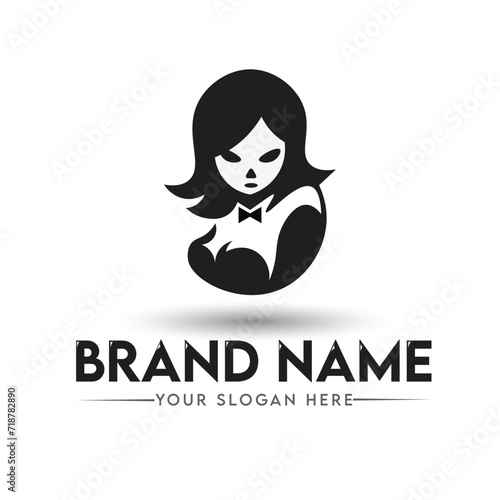 person with a logo