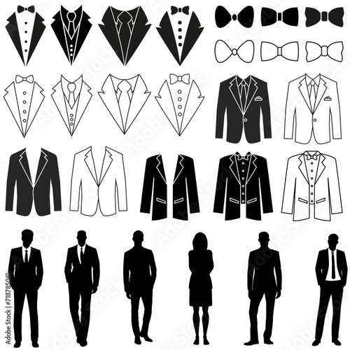 Tuxedo icon vector set. Dinner jacket illustration sign collection. Suit symbol or logo.