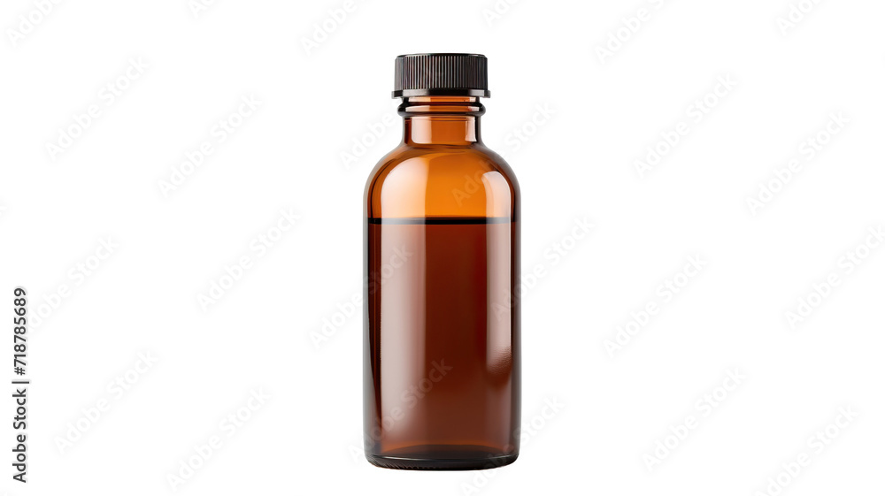 brown medicine bottle on white background
