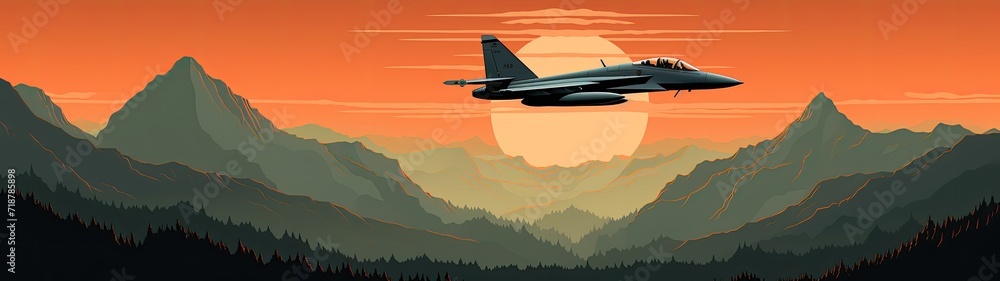 The silhouette of a military airplane against the sunset sky, capturing a moment of calm in the midst of readiness. The silhouette of a military airplane against the sunset sky, capturing a moment of calm in the midst of readiness.