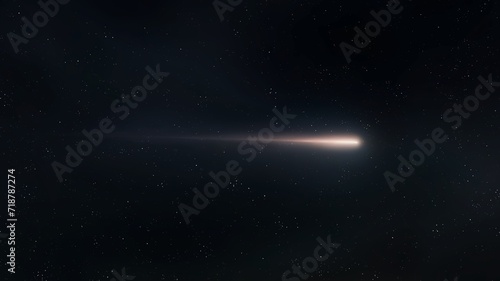 Meteorite in the Earth s atmosphere. Fireball glow in the night sky. Meteor trail on a black background.