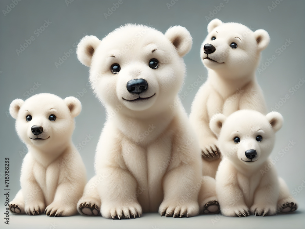 family of fluffy soft polar bears with hearts valentines day card family of fluffy soft polar bears with hearts valentines day card