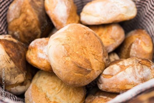 ruddy rolls of fresh warm grain bread