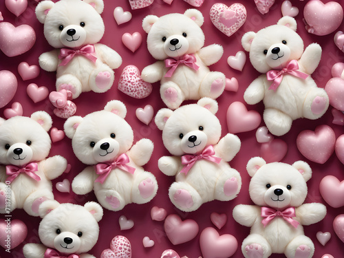 fluffy soft polar bears with hearts valentines day card