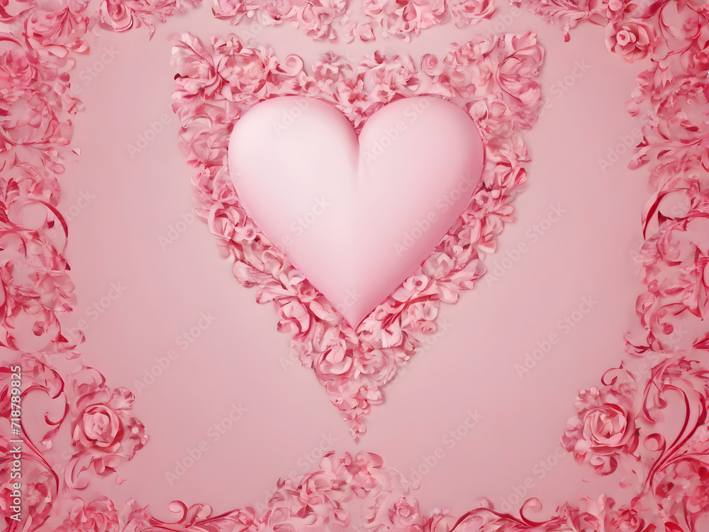 soft pink background card with hearts for Valentine's Day