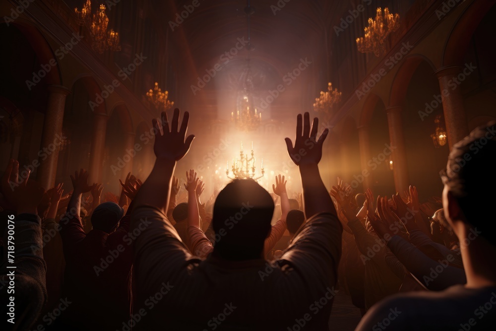 Obraz premium Worshipers with raised hands.