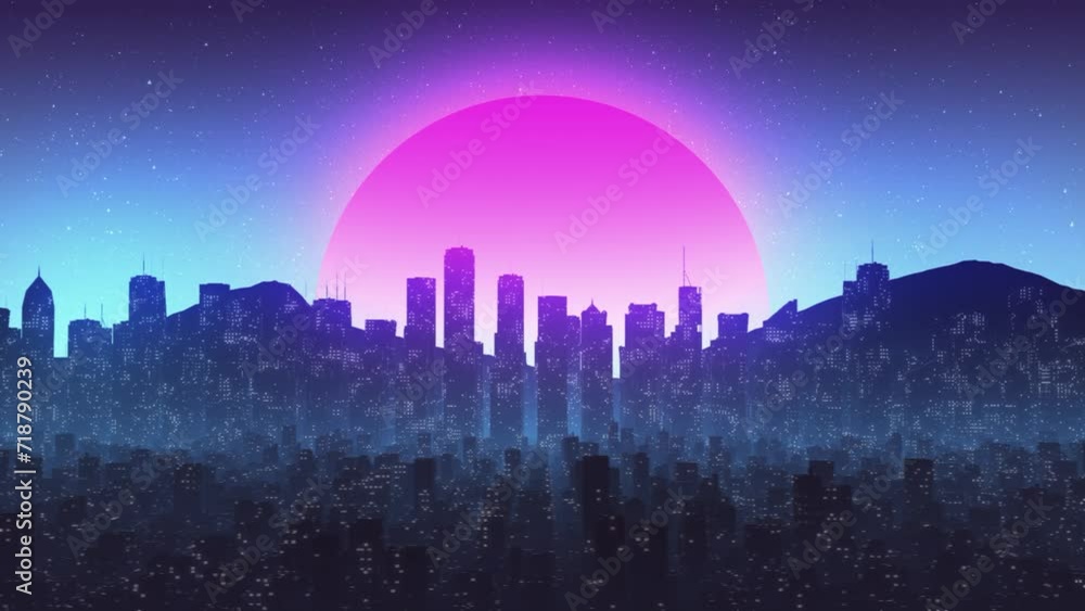 Synthwave night city looped animation Synthwave night city looped animation