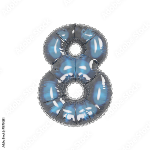 3D bluish spotty helium balloon number 8