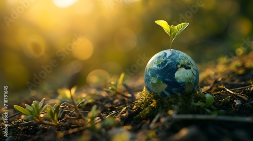 Earth Day background wallpaper, planet earth in nature, go green, ecology, plants