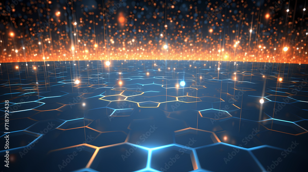Fototapeta premium Digital technology particles abstract background, abstract analysis visualization