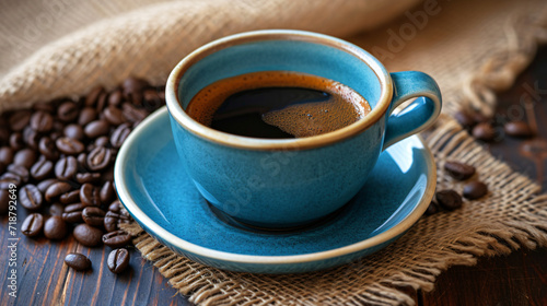 A cup of aromatic black coffee