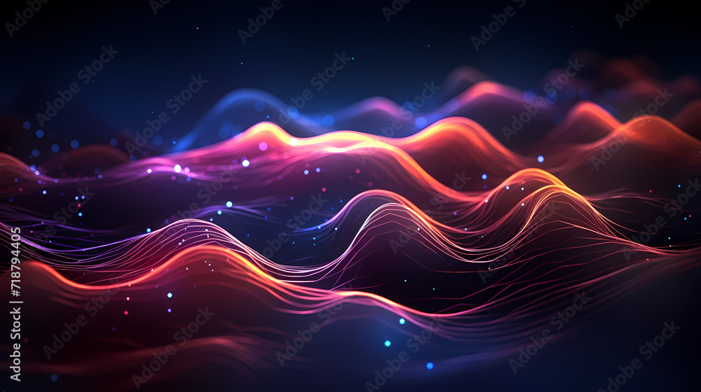 Obraz premium Digital technology particles abstract background, abstract analysis visualization