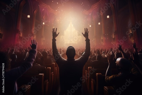 Christian worship with raised hands photo