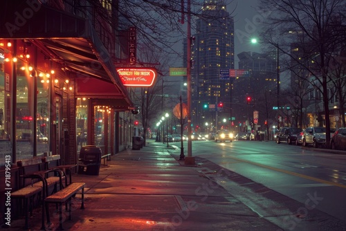 Downtown Atlanta at twilight. Generative Ai.