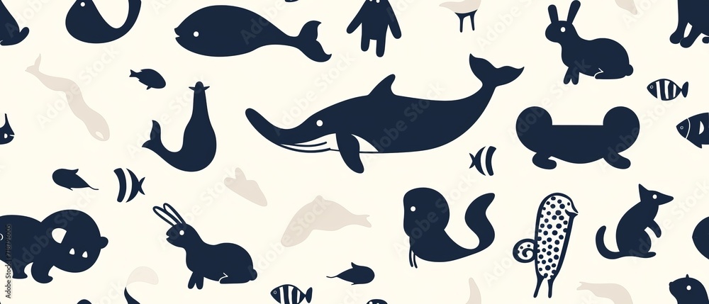 Seamless pattern of pastel colored animals