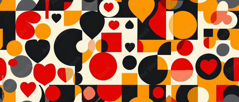Seamless red pattern with hearts Seamless red pattern with hearts