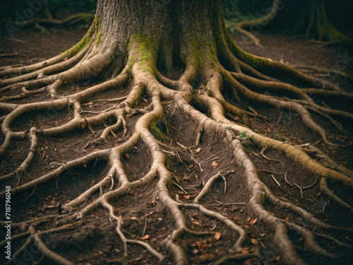 Tree roots close up  underground texture