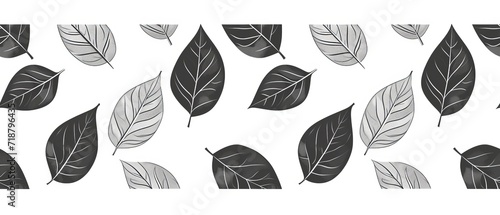 Black and white seamless leaf pattern