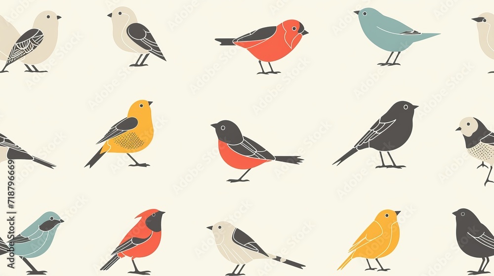 Seamless pattern with pastel colored birds Seamless pattern with pastel colored birds