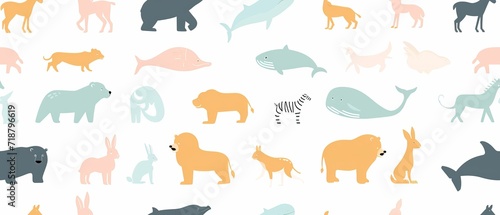 Seamless pattern of pastel colored animals © Aline