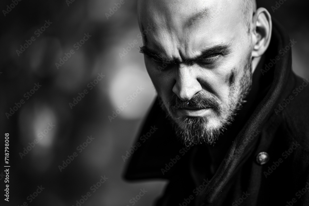 Intense Portrait of Bald Man with Beard Intense Portrait of Bald Man with Beard