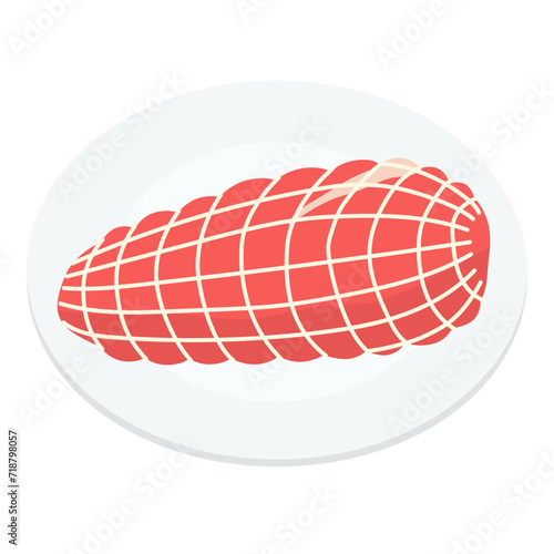 ネットに包まれた豚肉のイラスト