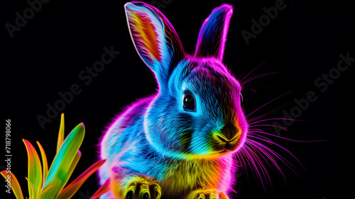 Wallpaper Mural Blacklight of Rabbit face, This makes the rabbit pattern clearly visible in the blacklight. Happy Easter's Day Concept. Torontodigital.ca